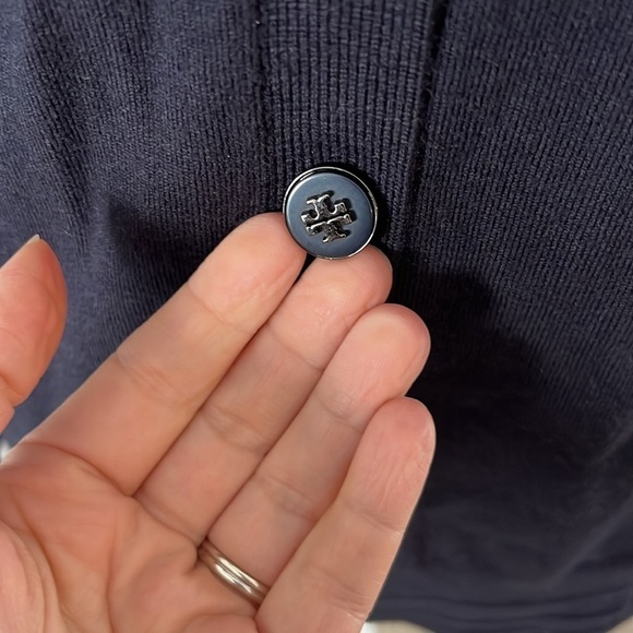 Tory Burch Madison Navy Blue Woolf Blend Button Up Cardigan - Picture 5 of 11